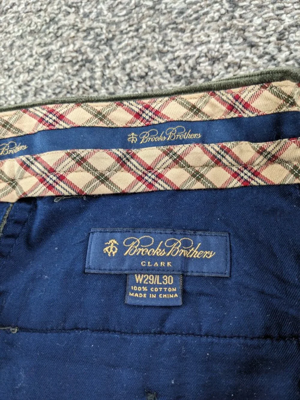 Brooks Brothers Pants Corduroy Flat Front Dark Olive Green Mens 29x30 Clark